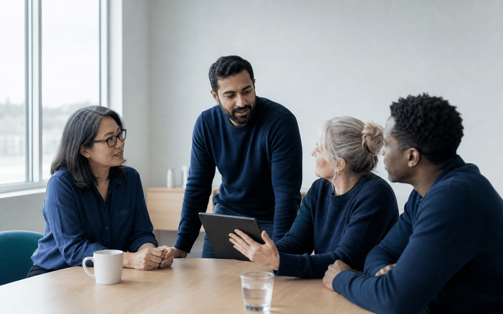 Colleagues from a range of Canadian organizations working together around a table